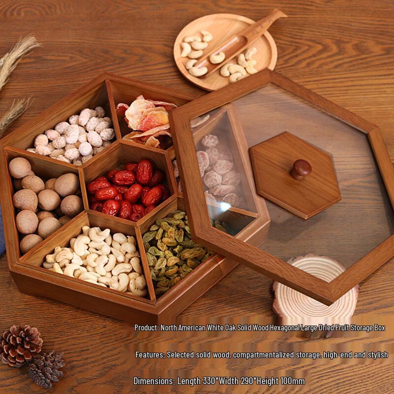 Stainless Steel Hexagonal Rotating Divided Snack Box