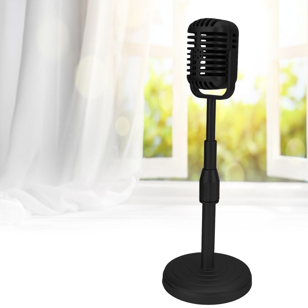 Simulation Old Fashioned Microphone Model with Stable Base and Support Rod Retro Mic Prop Set for Photography