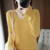 2025 Autumn Winter V-neck Knitted Pullover Women Sweater New Solid Color Fashion Elegant Casual Bottoming Shirt Thin Solid Color Simple Clothing