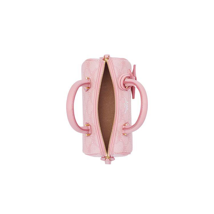 MCM Rosa Visetos Mini Boston Reisetasche mit Crossbody-Riemen und Gold-Anhänger für den täglichen Gebrauch
