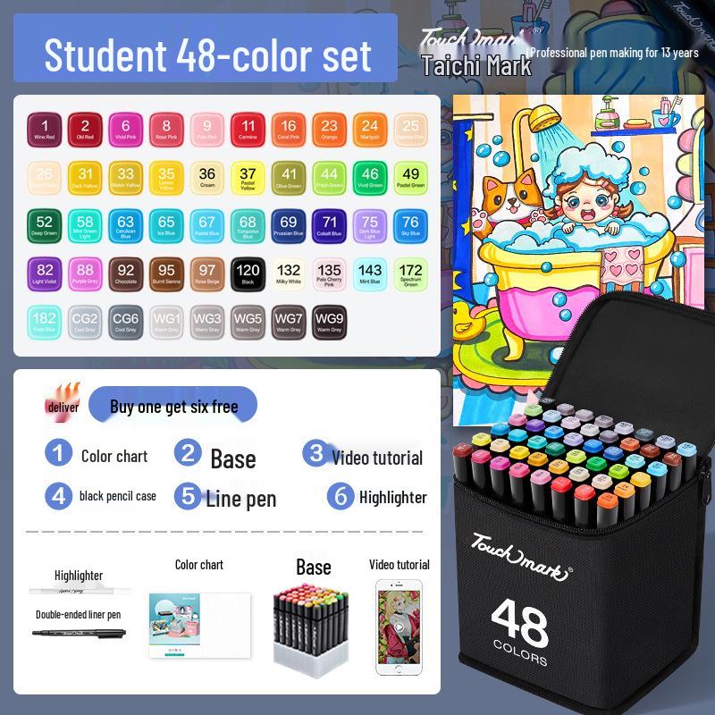Touchmark 168-Color Alcohol-Based Marker Set with Durable Tips for Students