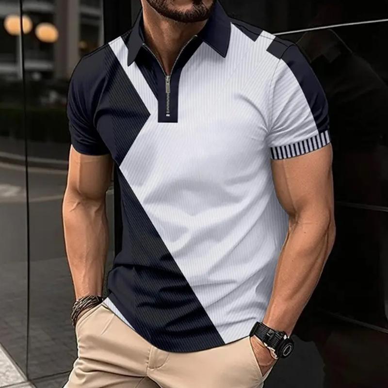 

Мужская рубашка поло повседневная на молнии с коротким рукавом модная повседневная на молнии лето весна стандартный крой двухцветная рубашка с 3D-принтом 8XL коричневый
