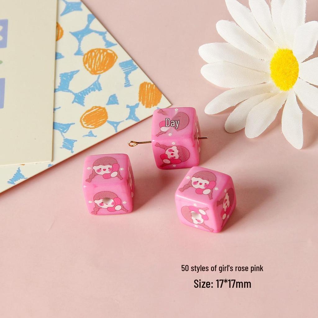 Colorful Cartoon Beaded Acrylic Phone Charm - Versatile Square Plaid Jewelry Accessory