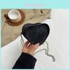 Heart Shaped Bag For Women Fashion Chain Chain Sparkling Mesh Crystal Summer Trendy Crossbody Purse For Daily Use