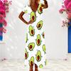 Women Plus Size V Neck Short Sleeve Printed Gradient Maxi Dress