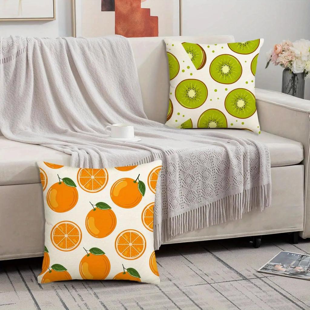 4Pcs Fresh Fruit Theme Digital Printing Pillow Cover Short Plush Suitable Living Rooms Bedrooms Sofas Throw Cushion Cover
