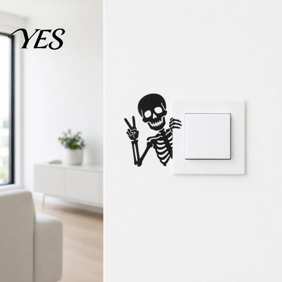Switch Plate Decoration Funny Skeleton Sticker, Waterproof Light Decals, Self Adhesive Decor Decals Wall Art Decor, Removable for Bedroom Living Room