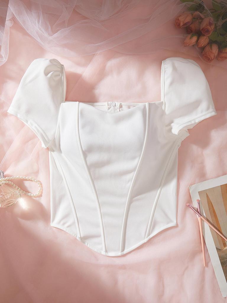 Women's Summer Slim Fit Fishbone Waist Short-Sleeve T-shirt: Hot Girl Fashion Versatile Top