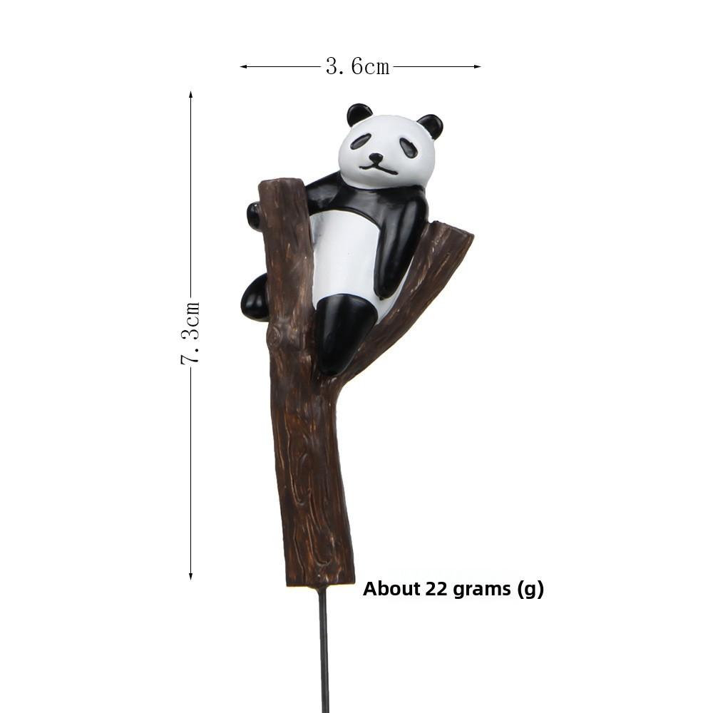 Cartoon Cute Tree Branch Climbing Panda Mini Model Ornament For Gardening Decor