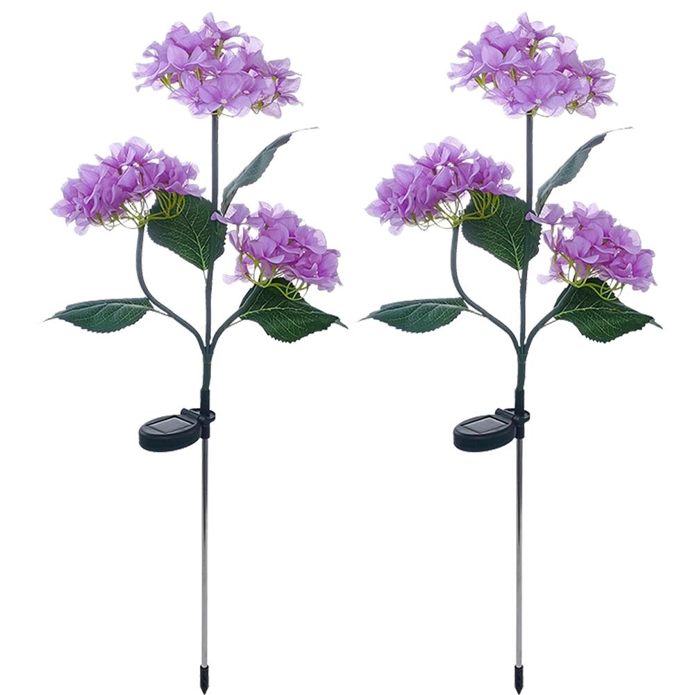 3 Heads Hydrangea Ground Light Waterproof LED Solar Lawn Decorative Lights Adjustable Iron Wire Simulated Bendable for Courtyard