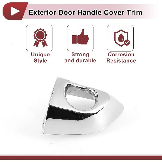 Front Left Exterior Door Handle Cover for Hyundai Elantra 2017-2020 Door Handle Cover No.82652F2020 Silver Tone ABS