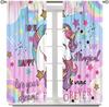 Unicorn Curtains Kids Room Colorful Cute Cartoon Rainbow Clouds Stars Print Window Treatments Drapes Curtain With Rod Pocket Polyester Perfect For