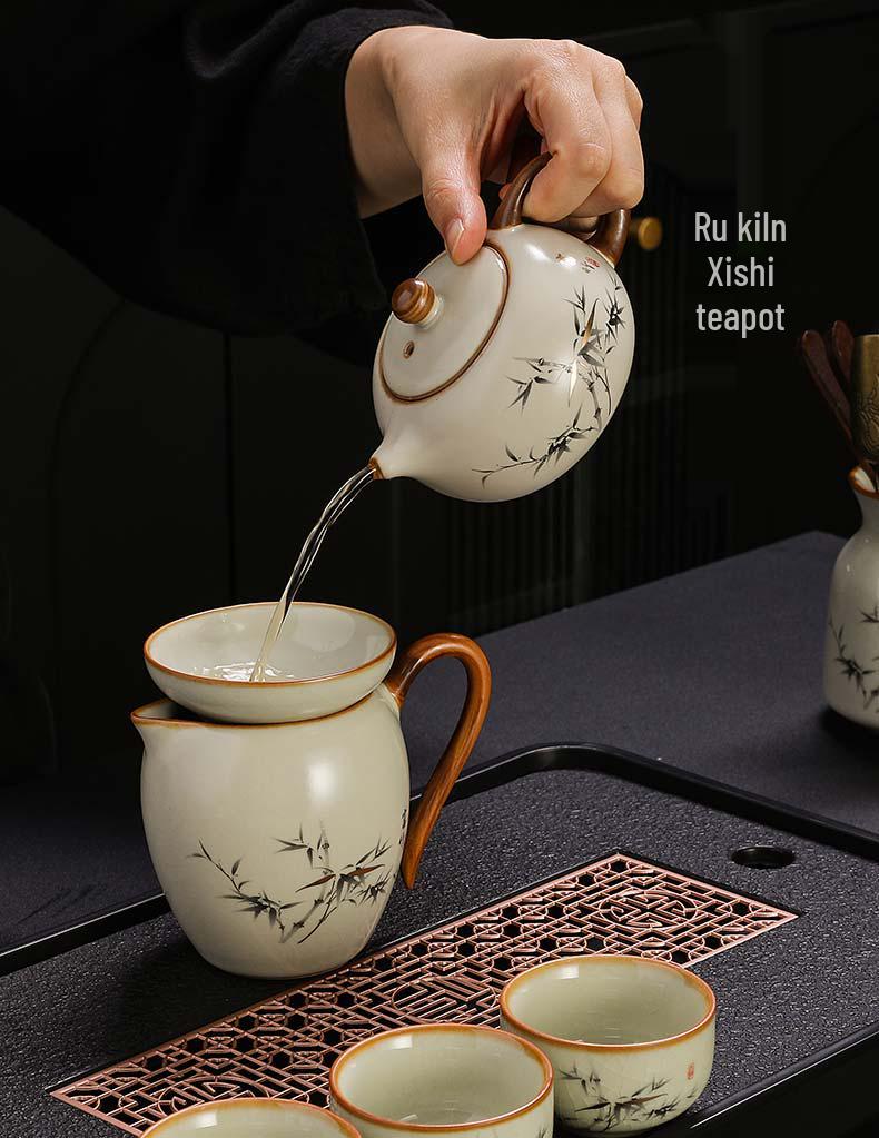 Ru Porcelain Xishi Teapot: Elegant Ceramic for Home Brewing and Gongfu Tea Rituals