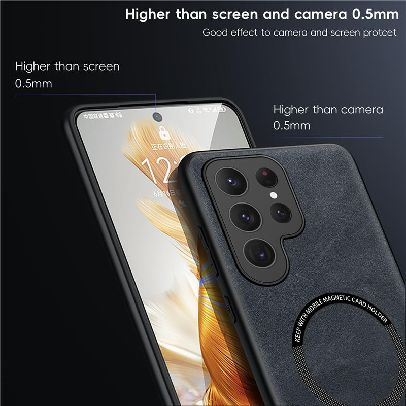 For Magsefa Wireless Charger Phone Case For Samsung S26 Ultra S24 Plus S23 S22 S21 S20 S25 Edge S25 Ultra Leather Magnetic Cover