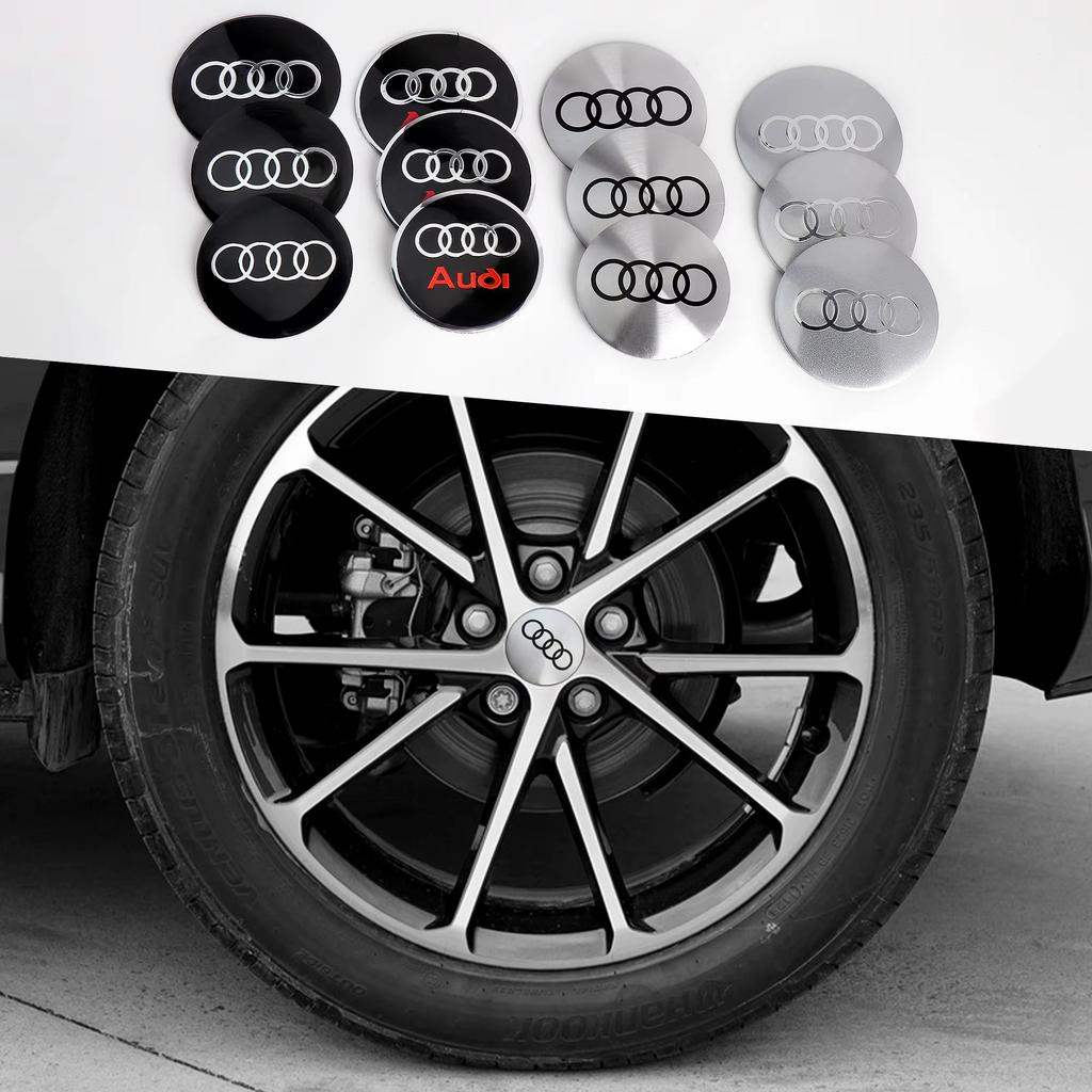 4pcs 56mm Car Emblem Wheel Hub Center Cap Stickers For Audi TT RS3 RS4 RS5 RS6 RS7 RS8 Quattro SLINE RS