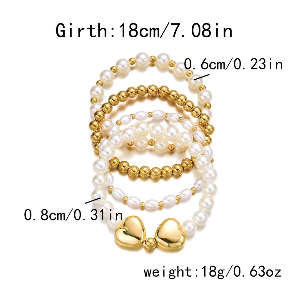 Trendy Hand-Woven Rice Bead Pearl Bracelet Set for Women