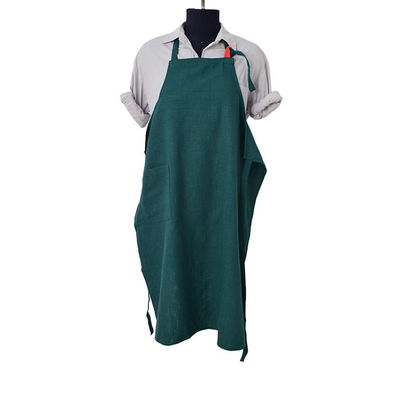 Bawełniano-lniany fartuch ogrodniczy w kwiaty - Prosty i elegancki styl japońsko-koreański