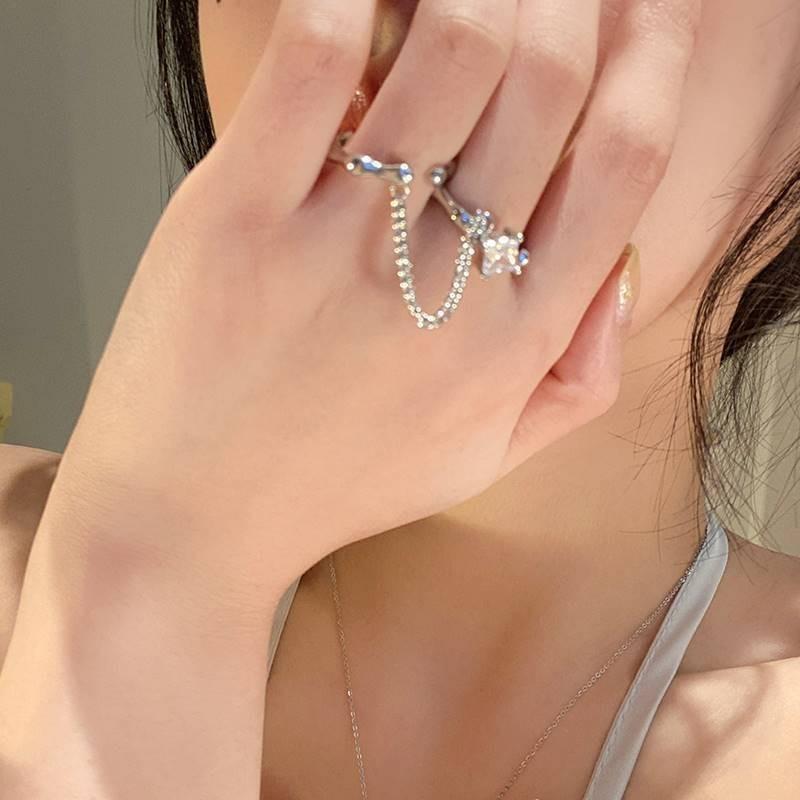 Exquisite Adjustable Open Ring With Geometric Design And Brilliant Zirconia For Women Trendy