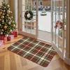 Vintage Red Plaid Christmas Doormat, Non-Slip Washable Rug for Indoor Outdoor, Living Room, Bedroom & Entryway