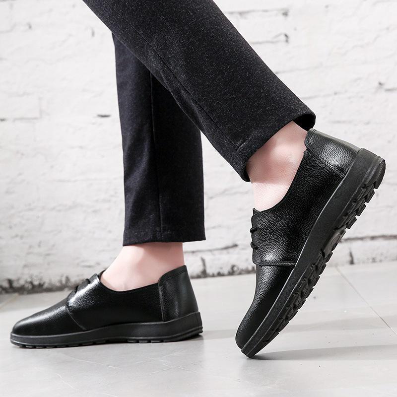Men's Non-Slip Waterproof Leather Chef Shoes - Black Oil-Proof Kitchen Work Shoes