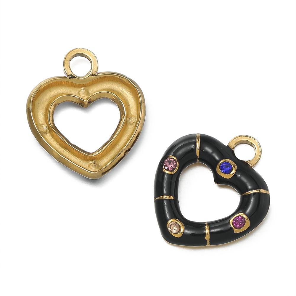 1 pièce/lot Pendentifs Triangle Ovale Cœur d'Amour Multicolores en Acier Inoxydable Pour Bracelet Collier DIY Accessoires de Bijoux