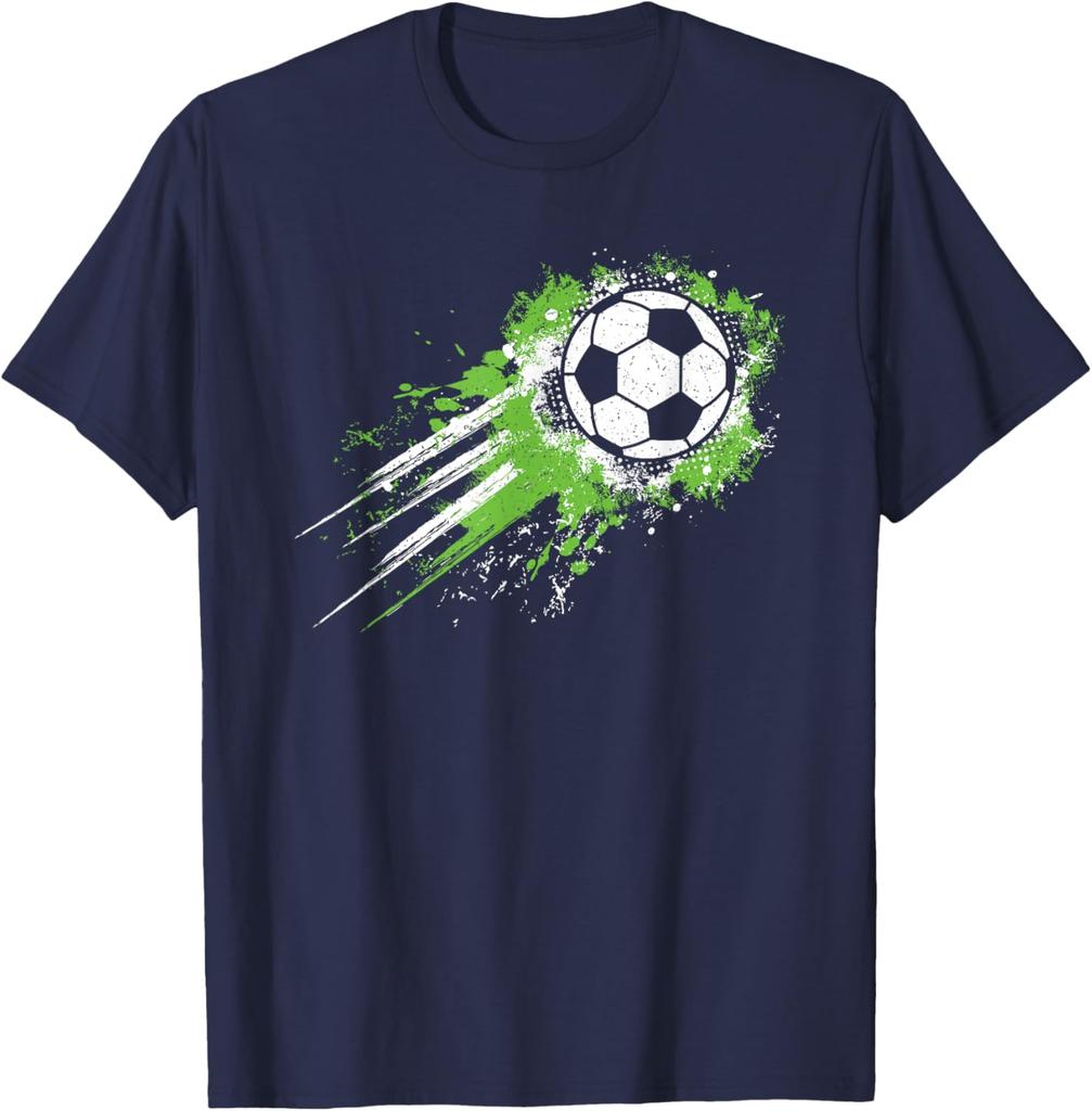 Grunge Soccer Ball Splash Graphic Tee Breathable Cotton Short Sleeve Tshirt For Boys And Unisex