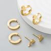 Women Simple Hoop Earrings Six-piece Set Stainless Titanium Steel Zircon Gold Color Fish Geometric Ear Ornaments