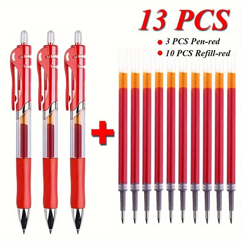 13Pcs/Set Large Capacity Retractable Ballpoint Pen Set 0.5mm Black Red Blue Replaceable Refill School Office Writing Stationery