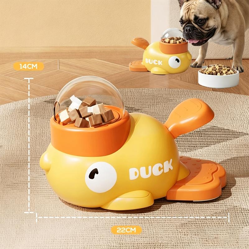 Hund 2-in-1 Interaktives Spielzeug Haustier Automatischer Futter-Leckerli-Spender Cartoon-Enten-Design Langsames Futter Haustier-Snack-Spender für Hundetraining