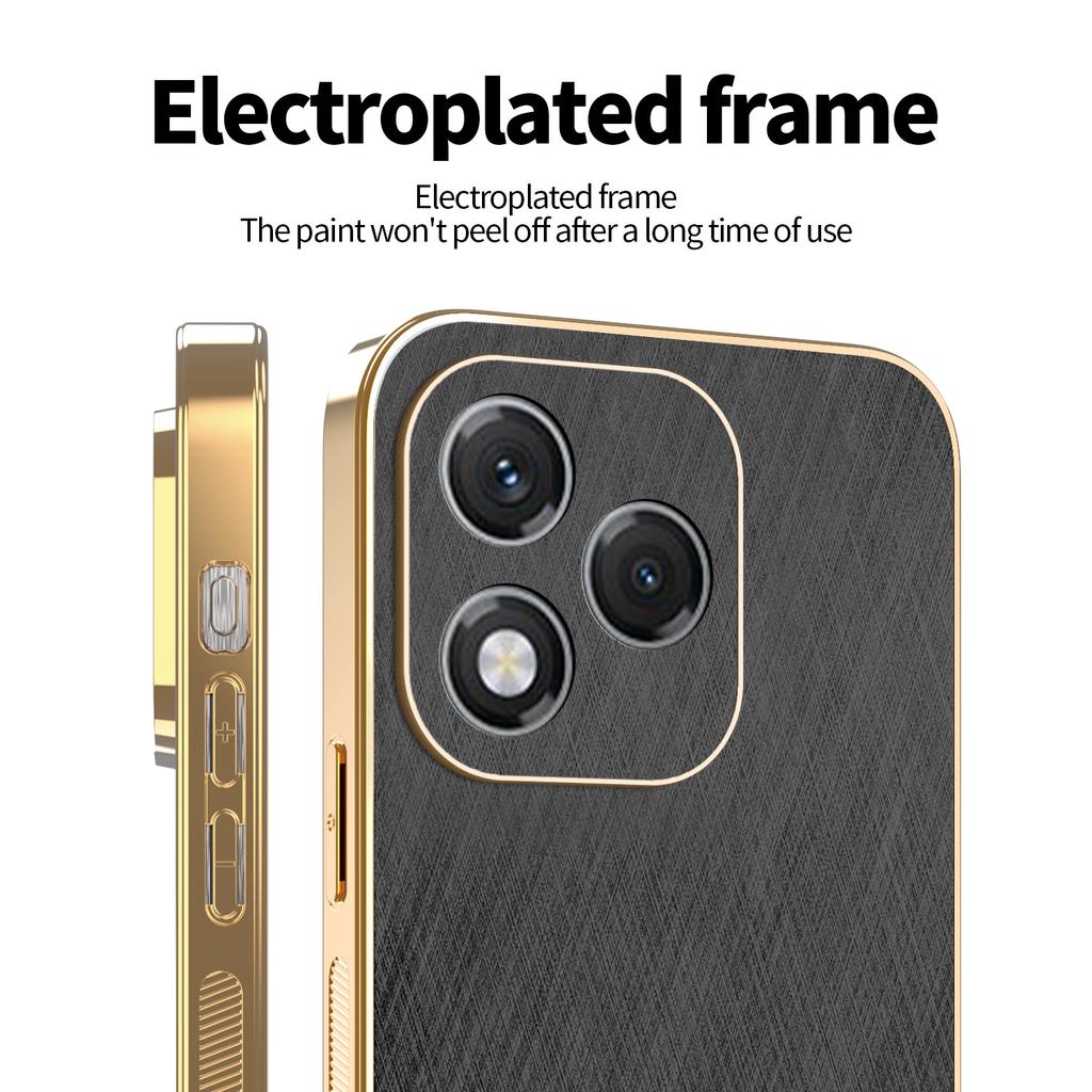 KADEM Pour Honor 400 Lite Coque Galvanoplastie Texture Soie PU+TPU Housse Arrière de Téléphone