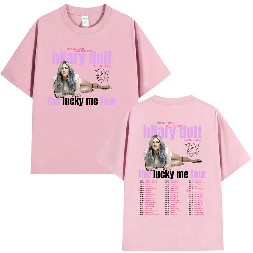 Hilary Duff SMALL ROOMS BIG NERVES Tour 2026 Print Tshirts Unisex Women Vintage High Quality Fashion Oversized 100 Cotton Tshirt