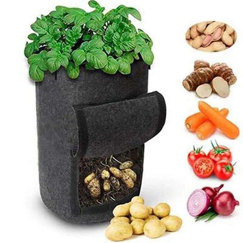 Reusable Non-Woven Felt Planting Bag with Harvest Window for Vegetables