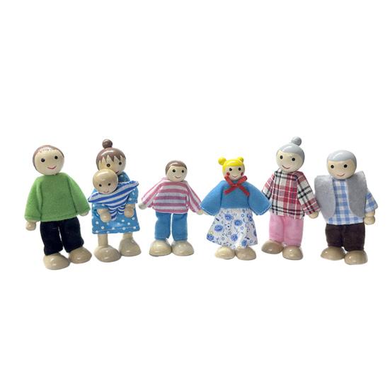 Yousheng Puppenhäuser Menschen 8 Familienfiguren Holzpuppen Realistisches Design Bewegliche Puppen für Fantasiespiel Lernspielzeug für Kinder Kleinkinder