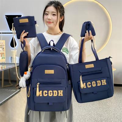 Five-Piece Backpack Set Large Capacity Backpack Student Fifth and Sixth Grade Letter School Bag