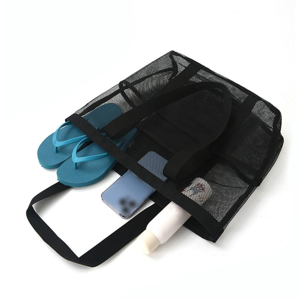 Breathable Mesh Shower Tote Bag Large Capacity Sand Toys Collector Beach Storage Bag  Outdoor