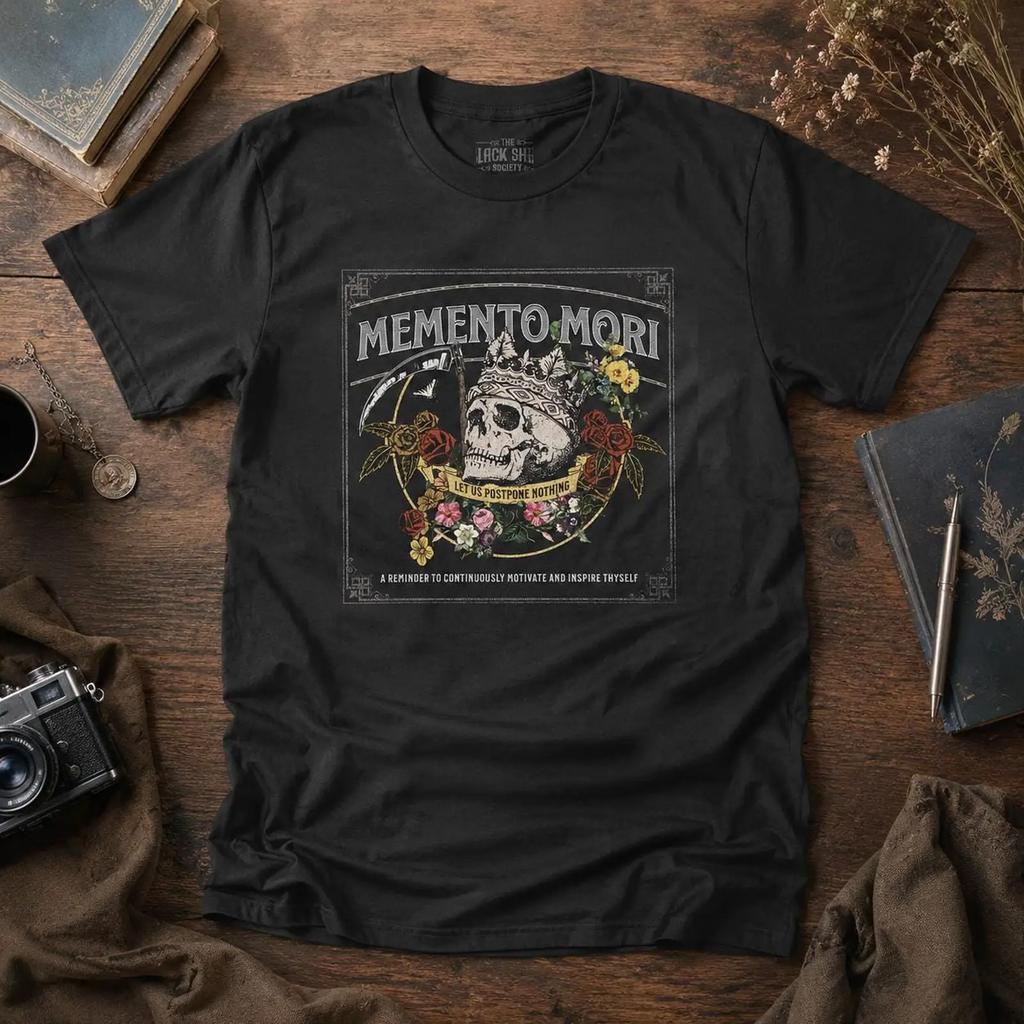 Meunisexto Mori Skull T Shirt Gothic Floral Stoic Philosophy Vintage Graphic Streetwear Breathable Fashion Comfortable
