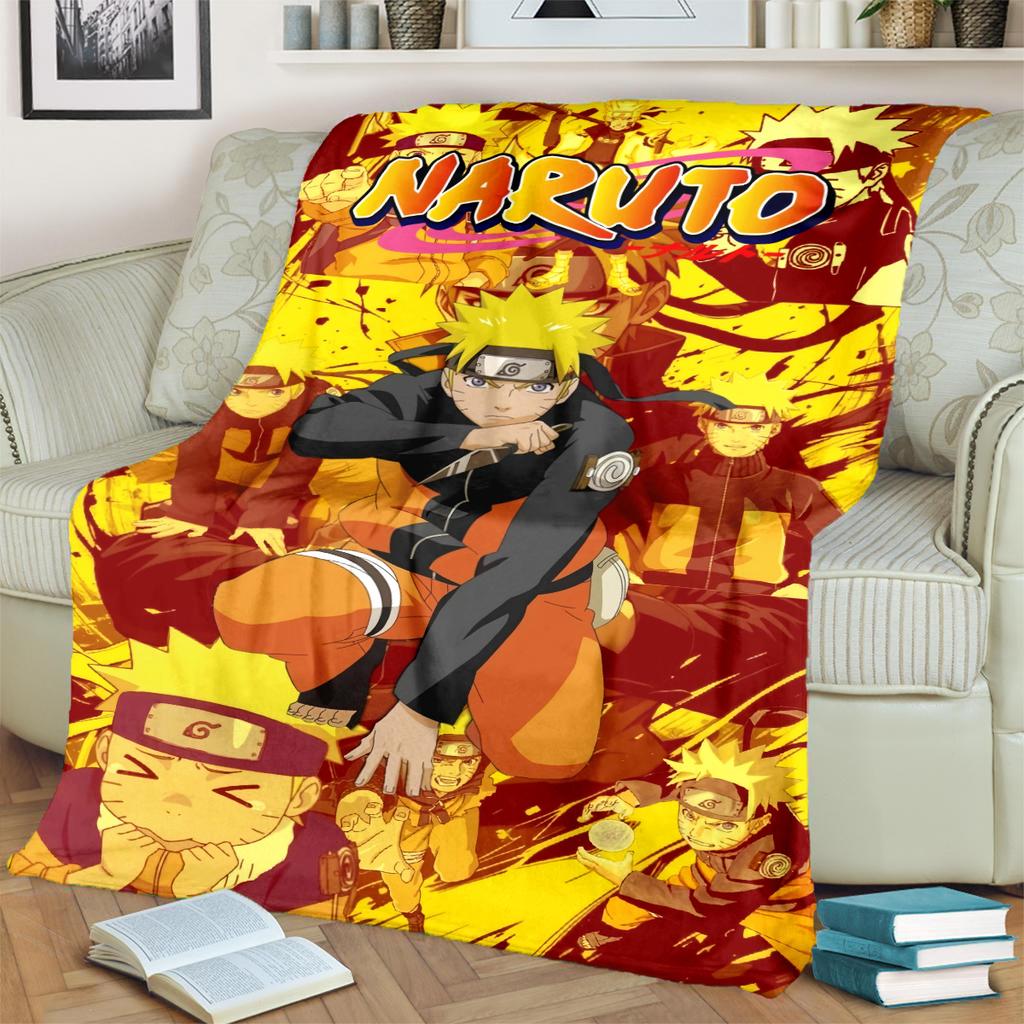 Anime-Naruto Print Blanket Warm Comfortable Flannel Blanket for Bedrooms, Sofas, Beds, Chairs, Picnics, Travel -LXR46