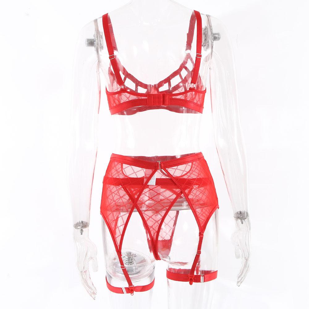 Vêtements Sexe Lingerie Rouge Sexy Pyjama Uniforme Tentation Lit Gratuit Taquiner Grande Taille Passion Costume Trois Points