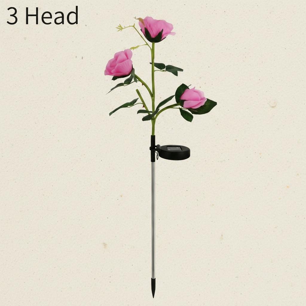 Solar Powered Outdoor Garden Decoration Waterproof Rose Flower Lawn Lights Festive Lighting