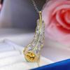 Natural Yellow Crystal Pendant Necklace - S925 Sterling Silver Clavicle Chain for Women