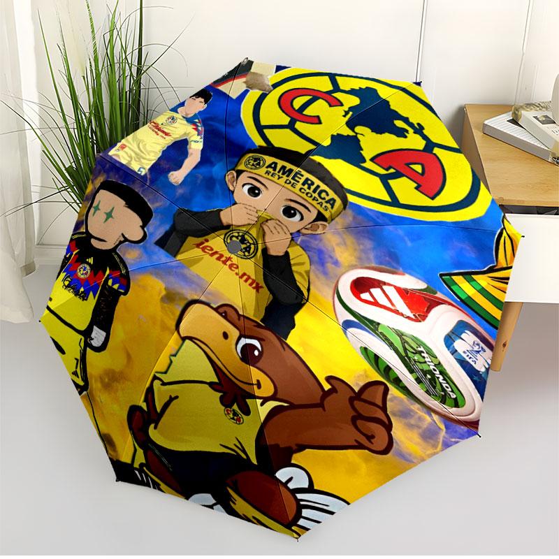 Club America Print Automatic Open Close Umbrella, Portable Foldable Umbrella, for Outdoor Commute Camping Trip, Ideal Birthday Gift