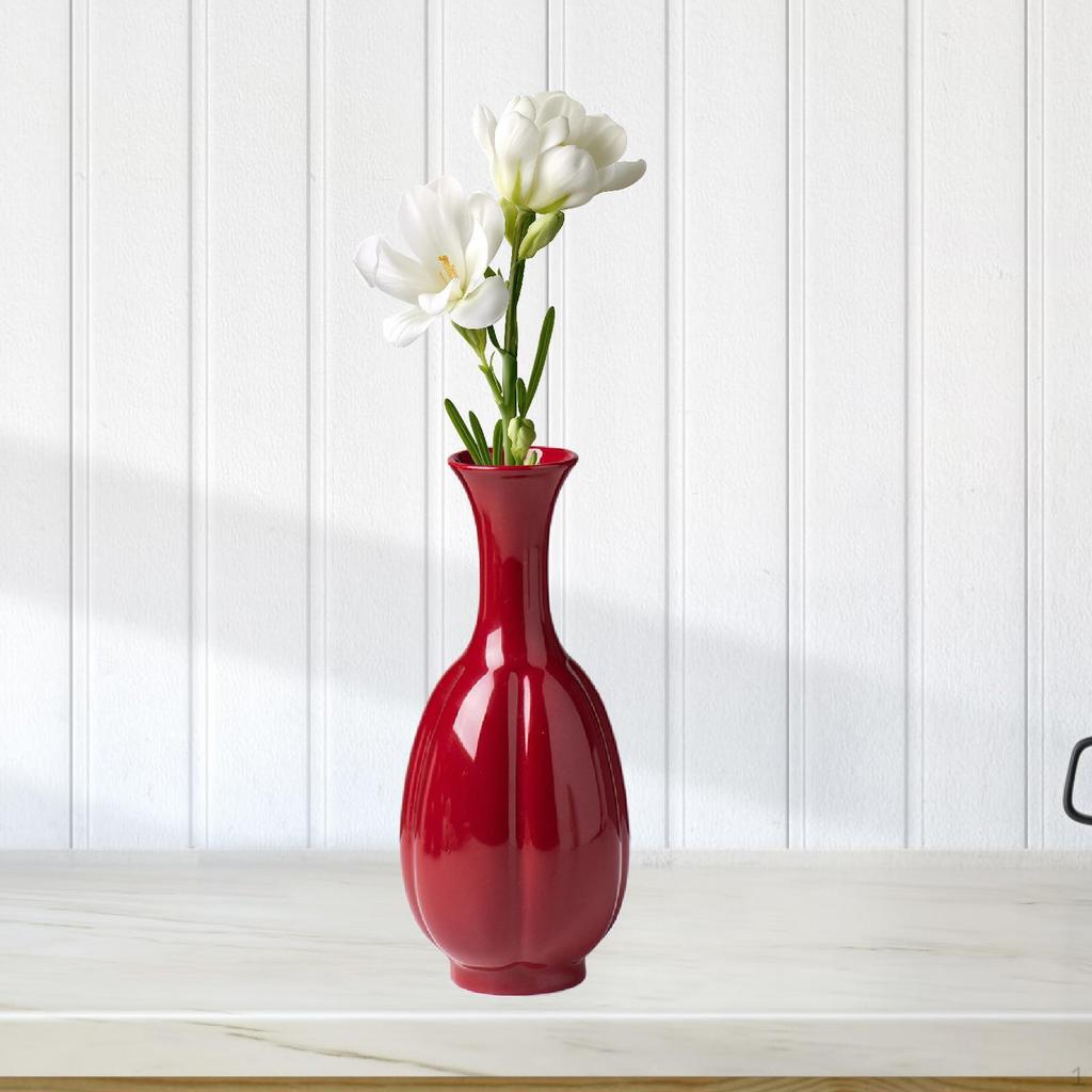 Czerwony Ceramiczny Wazon Wysoki Pąk Dekoracyjny Kwiat do Biura Rocznica Kominek