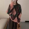 Lazy wind jacquard Christmas rhombus sweater women's new autumn and winter round neck pullover outer wear knitted sweater women