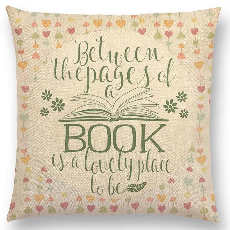 Tea Reading Books Pillow Case Home Decor Linen/cotton Cushion Cover Designer Pillow Cover for Sofa Bedroom Housse De Coussin