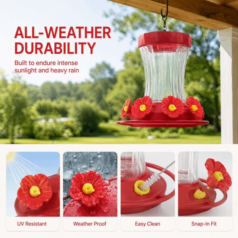 24pcs Red Color Bird Feeder Parts Replacement Flower Ports Bird Feeder Replacement