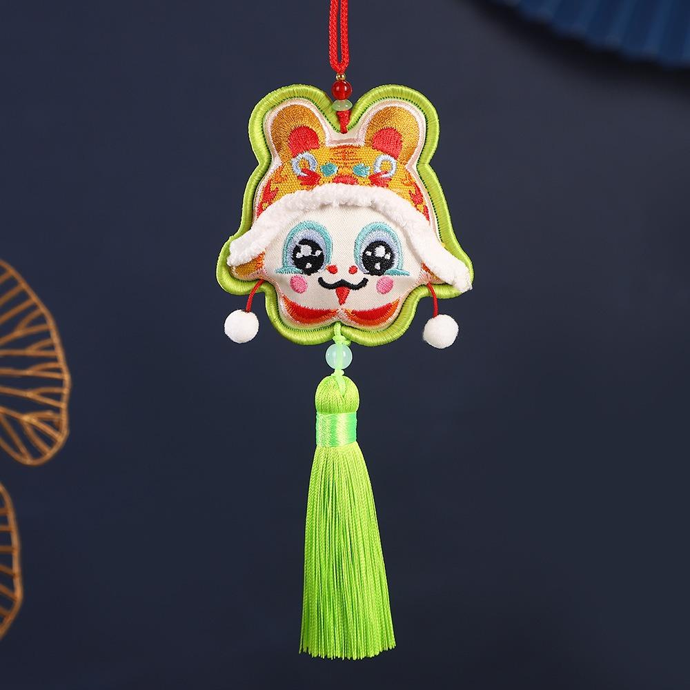 Traditional Hanging Neck Fragrant Bag Embroidery Dancing Lion Pendant  Spring Festival
