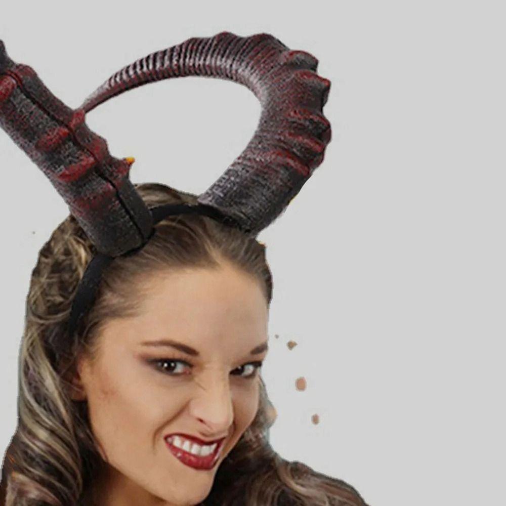 Headpiece Halloween Demon Horns Headband Pu Devil Ox Horn Hairband Personality Photo Props
