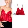 Spring New Women's Clothing French Style Pure Silk Satin Texture Puffy Sleeveless Sling Tops 2308651