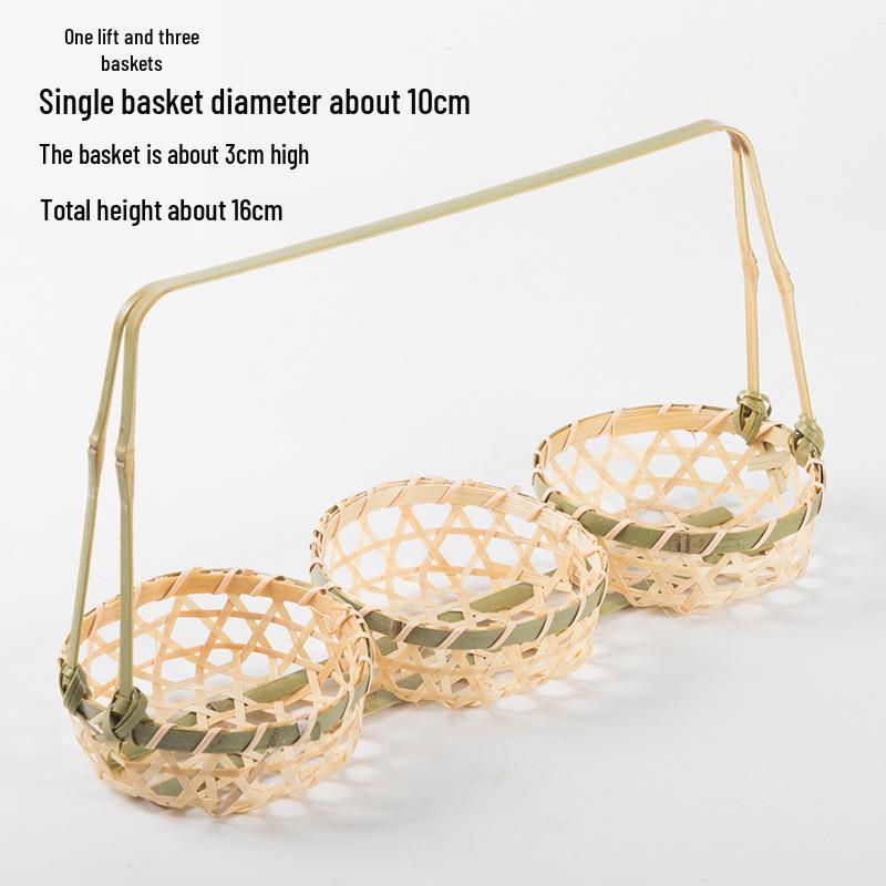 Set di cestini intrecciati in bambù fatti a mano: Setaccio, Contenitore, Piatto da Frutta, Vassoio per Snack, Design Rotondo da Setaccio in Stile Rustico