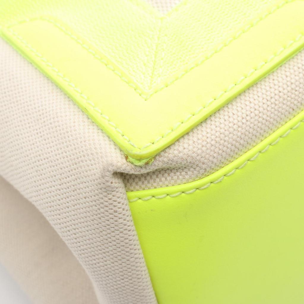 Used BALENCIAGA NAVY CABAS S Navy cabas Tote Bag 339933 canvas leather Beige Yellow Used Women